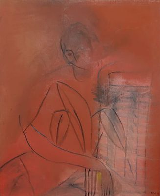 Анатолий Басин "C цветком"(1995г.)
110x90см. Холст, масло. 
Анатолий Нисонович Басин (род. 