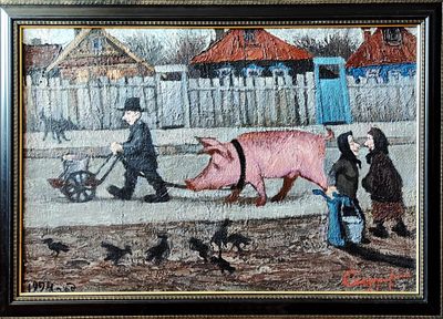 Сидоров "Речная канцелярия".
53-70 холст, масло .1994 год. Подпись автора в правом нижнем углу 