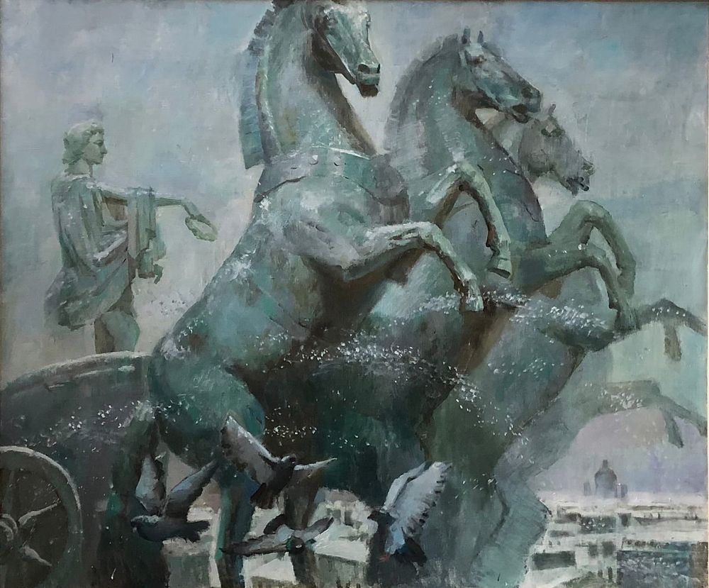 Казиакбарова Валерия Дмитриевна "Квадрига Аполлона". Размеры: 90/100 см Техника/Материалы: 