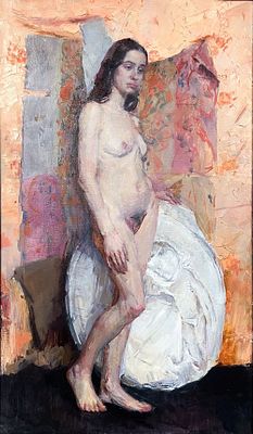 "Обнаженная с тондой" 120/90см , х/м , 2024год. Красилов Данил Андреевич. 
Родился в 1999 г. в 