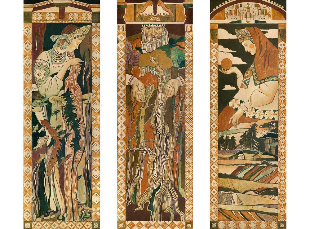 Триптих «Озеро, лес, поле». 1 часть: «Озеро» 105*35 см 2 часть: «Лес» 105*35 см 3 часть: «Поле» 