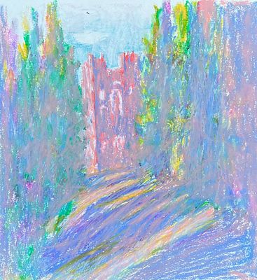 «В Царском селе» 2024г.
Бумага/масляная пастель Размер 21х22,5. Александра Вершинина 
Родилась 