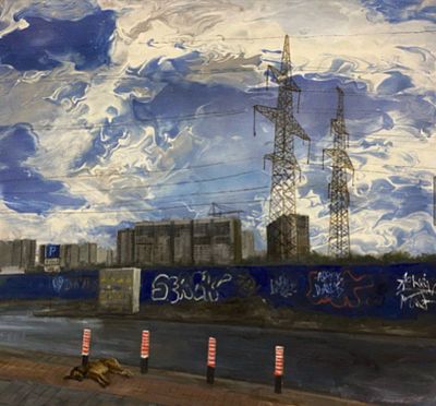 Ермолаева Евгения. «Оĸраина 4» 60/68см, оргалит/аĸрил/масло. Ермолаева Евгения. 
Образование: 