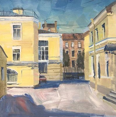 Казиакбарова Валерия Дмитриевна "На Литейном дворе" 60/60 см, Холст, масло, 2023. Казиакбарова 