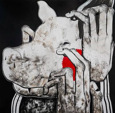 Ло Си "Ковчег 1". Деталь 3. 
Холст, масло, 200х200 см., 2022-2023 г. Ло Си (Luo Xi) родился в 