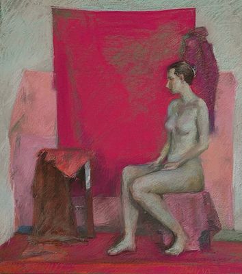 «Обнаженная на розовом»
Пастель сухая/пастельные карандаши/бумага
50*55 2024г. Сенокосова Полина 