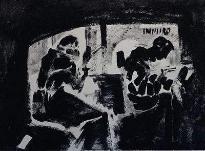 «Свидание» 
47*37 темпера/итальянская бумага 
2021г. В этих работах художница ставила новые для 