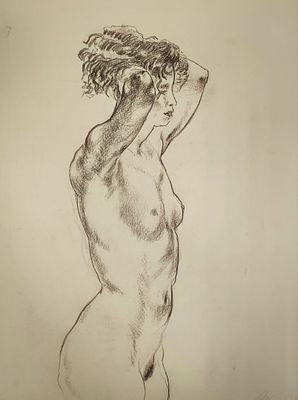 Шарыгин В. "Обнаженная " бумага сепия 42-31 .1994 год.Работа оформлена в паспорту.