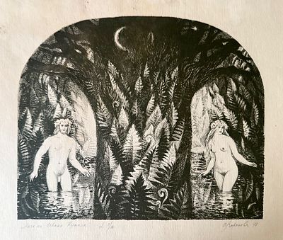 О .Воронова" Праздник Ивана Купала" литография 28-32.5 , 1994 год.