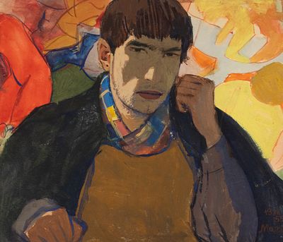 Портрет мужчины в клетчатой рубашке. 1955. Бумага, смеш. техника. Размер листа 20,5 х 24,5