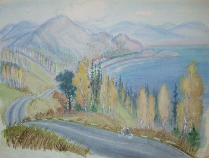 Байкал. Бутрова М. 1970 г.бумага акварель. 52.5х70.5(р.и.)
