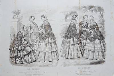 Мода. Бумага, гравюра на стали, опубликованная в 1829-92 годах в Лондоне для "Le Follet". 