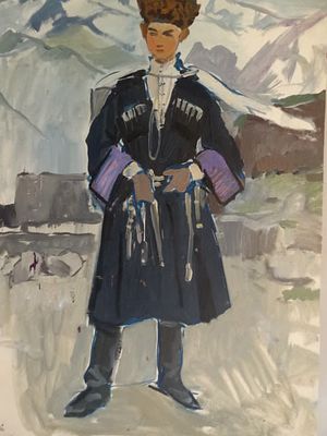 Скуинь Елена. (1908-1986 год)" Мальчик из Эль-Тюби, " 1967г., к., м., 49.7х34. Подписана на 