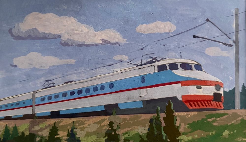 В.Абрамян. "Поезд счастья ".б.темпера.15-25.1978 г. Виктор Ашотович Абрамян — советский и 