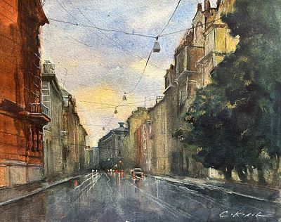 "Английский проспект" 30-35 см.бумага акварель. 
Е Соколова