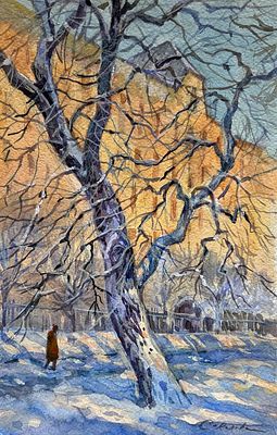 "Зима в парке" 20-30 см. бумага акварель
Е Соколова