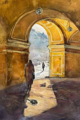 "В Гостином дворе" 30-40 см. бумага акварель
Е Соколова