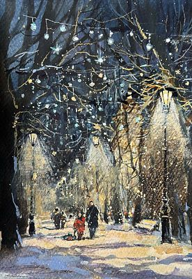 "На Конногвардейском бульваре" 20-30 см бумага акварель Е Соколова