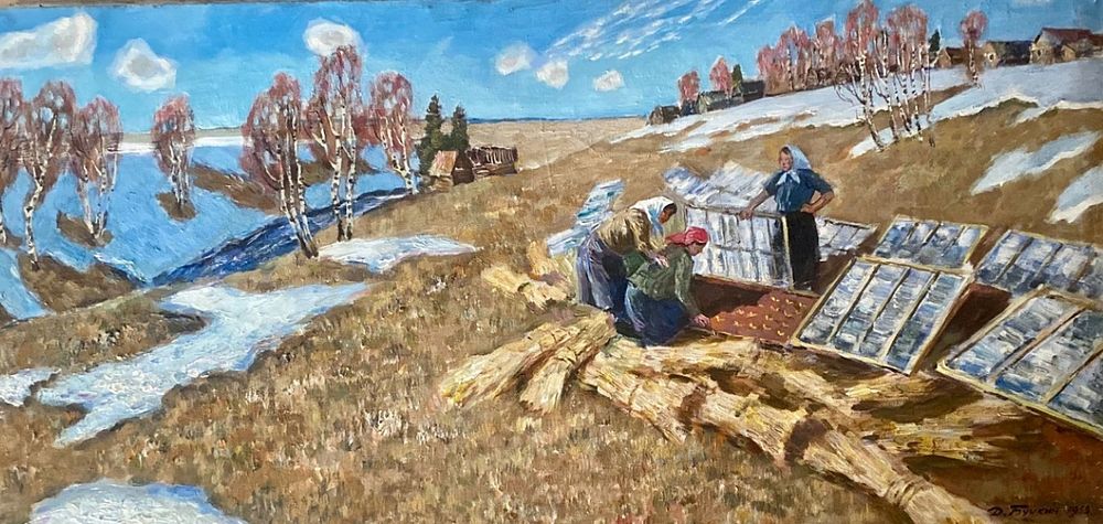 Дмитрий Бучкин (1927-2025г.) "Первые всходы " 130-61 х.м. 1953 год .Д.П. Бучкин – мастер 