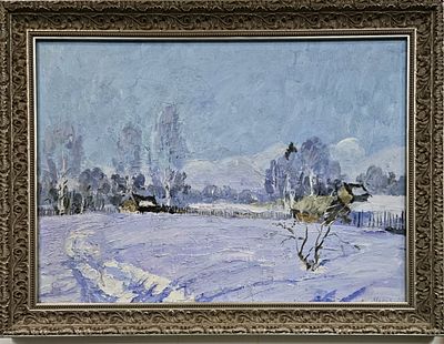 Георгий Мороз (1937-2016 год) "ЗИМНИЙ ДЕНЬ" 46-63 СМ. картон , масло. Мороз Георгий (1937 - 