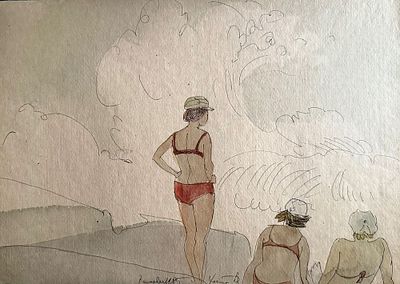 В. Ветрогонский (1923-2002год) "На пляже". 43х30 см., смешанная техника. 1985 год.
1923 