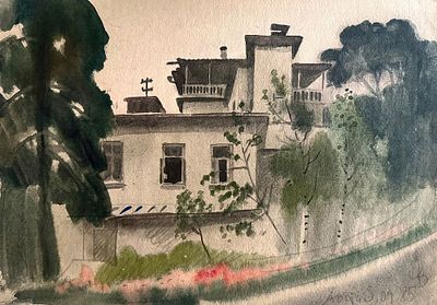 В. Ветрогонский (1923-2002г) "Пейзаж". Бумага, акварель. 30х43 см., 1985 год.
1923, Ленинград — 