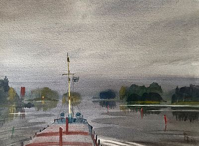 В. Ветрогонский (1923-2002 г) "Лодка". 27х37 см., бумага, акварель.
1923, Ленинград — 2002 