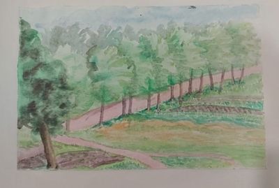 Т .Глебова (1900-1985 г) "Ораниенбаум" 20 -30 см.бумага акварель, 1950 годы. Живописец, график; 