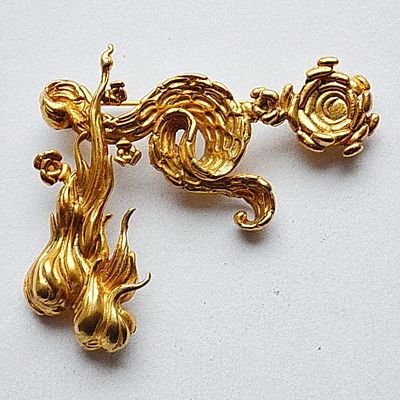 PAULA ELIOTT - Очень редкая винтажная брошь . Золотого тона Выполнена по мотивам ВАН ГОГА 