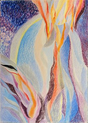 Т.Глебова (1900-1985 год.) "Музыка резервата" бумага , цветной карандаш 41.7-29.5 см. 1976 год. 