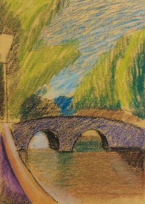 Александр Батурин(1914-2003 год) "Амстердам" бумага пастель 30-21 см.