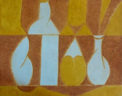 Г .Зубков ( 1940-2021 год) "Натюрморт с грушей и яблоком"холст масло, 2016 год 50-60 см . 