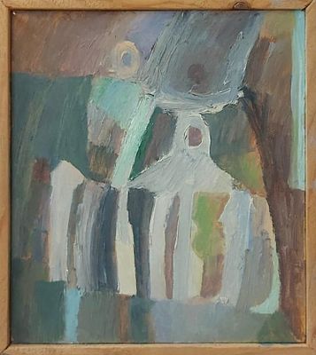 А. Гостинцев (1950 год) "Иероглиф" 1997 год.холст.масло 29-26 см.
Алексей Николаевич Гостинцев 