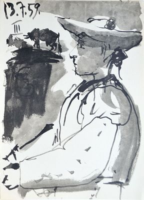 Рисунок из серии: «Toros».Пикассо. 1959 год. бумага, офсетная литография. 1961 года. Размер: 