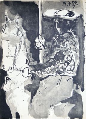 Рисунок из серии: «Toros».Пикассо. 1959 год. бумага, офсетная литография. 1961 года. Размер: 