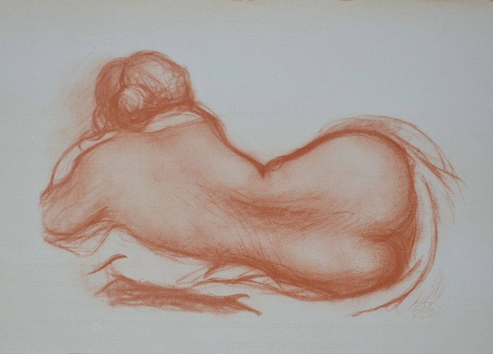 "Лежащая обнаженная" А. Майоль. 1949 год. бумага, литография. Оформлена в раму Размер рамы: 