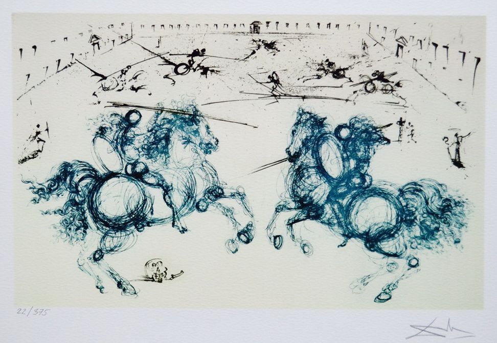 Combat de Chevaliers. Сальвадор Дали. 22/375. Бумага. литография Размер 30.0 х 40.5; 20.0 х 
