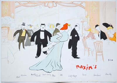 Меню легендарного ресторана «Maxims». Бумага, литография. Хорошее состояние