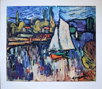 Вид на Сену. Морис Де Вламик. Бумага, факсимильная печать. Размер 54.0 х 64.0. Хорошее состояние.