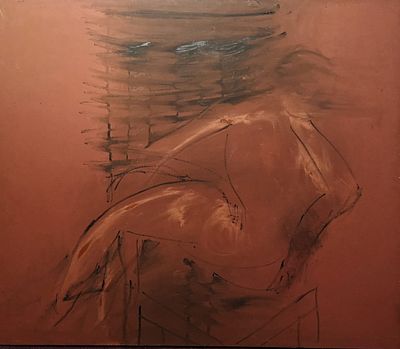 Анатолий Басин "Сидящая " холст масло , 105-115 см. Анатолий Нисонович Басин (род. 29 апреля 