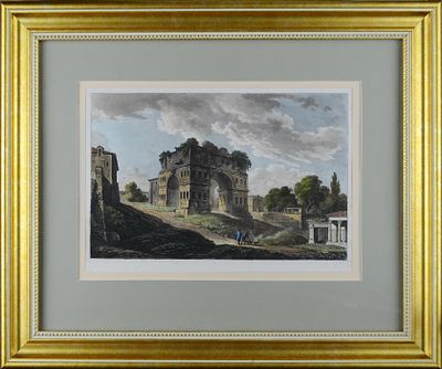 1. Екатерининский дворец. Царское село. По гравюре Леспинаса. 2005 г. бумага, офорт, акварель. 