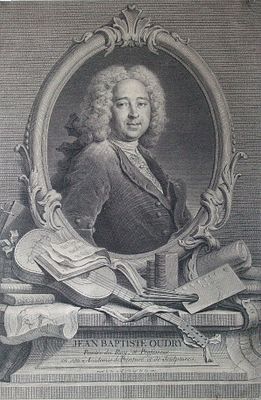 Портрет Жана -Батиста Удри 1720г. Ж.Н. Тардье. Бумага. гравюра. Размер листа 35.0 см х 29.0 см 