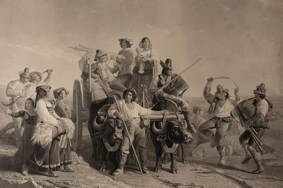 Прибытие жнецов в Понтийские болота. Леопольд Р. Л. (по оригиналу), Готье (гравер). Вторая 