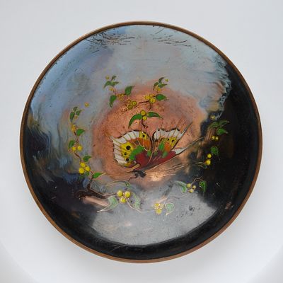 Японская шибаяма - двухслойная красная медь (пустотелое), расписанное горячей эмалью 19 век. 