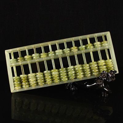 Резные нефритовые счеты, из великолепного натурального нефрита Абакус. Китай. 20 век. 220 х 90 