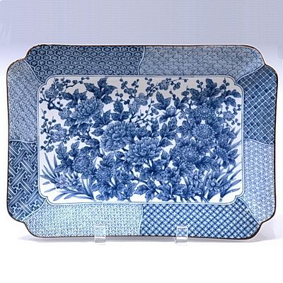 Блюдо. Китай. первая половина 20 века ФАРФОР - Синий на белом. Высота 4.0 см. Длинна - 31.5 