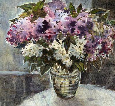 "Сирень" 30-35 см. бумага акварель