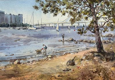 "ЛЕТО НА КРЕСТОВСКОМ" 30-40 30-40см.бумага акварель