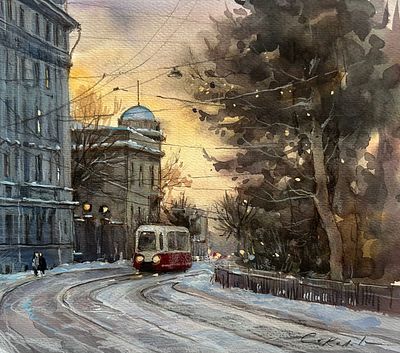 "На Кронверском проспекте" 30-35 см.бумвга акварель.