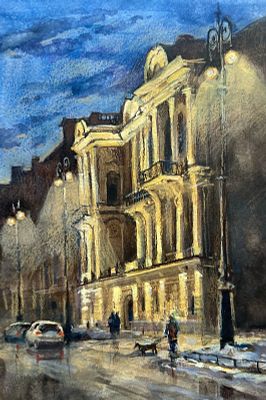 "На улице Чайковского" 20-30 см бумага акварель